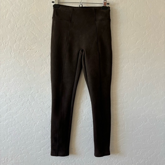 SPANX Chocolate Brown Faux Suede Skinny Fitted Leggings Career Office Size XSP - Picture 3 of 10